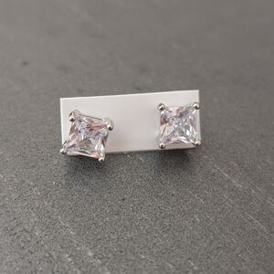 CZ & 18k white gold Stud Earrings